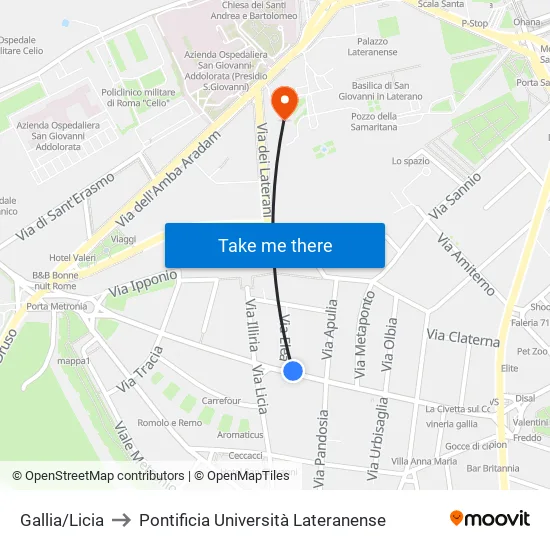 Gallia/Licia to Pontificia Università Lateranense map