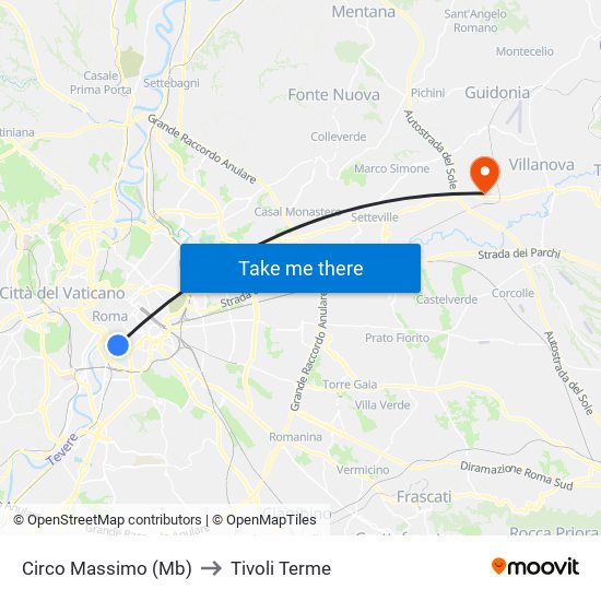 Circo Massimo (Mb) to Tivoli Terme map