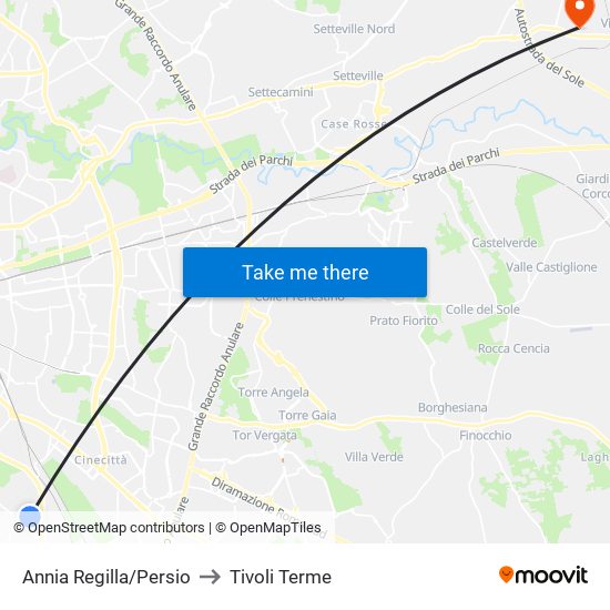 Annia Regilla/Persio to Tivoli Terme map