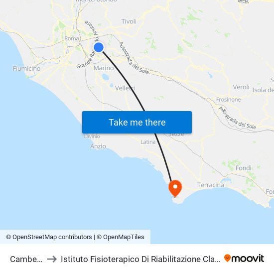 Cambellotti to Istituto Fisioterapico Di Riabilitazione Clara Franceschini map