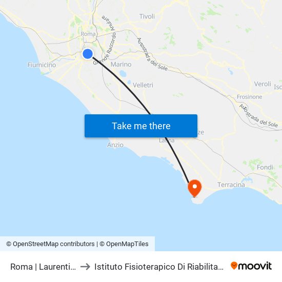 Roma | Laurentina (Metro B) to Istituto Fisioterapico Di Riabilitazione Clara Franceschini map