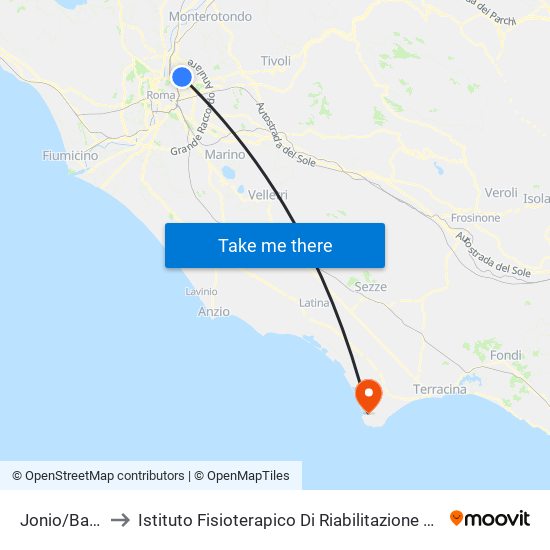 Jonio/Bandello to Istituto Fisioterapico Di Riabilitazione Clara Franceschini map