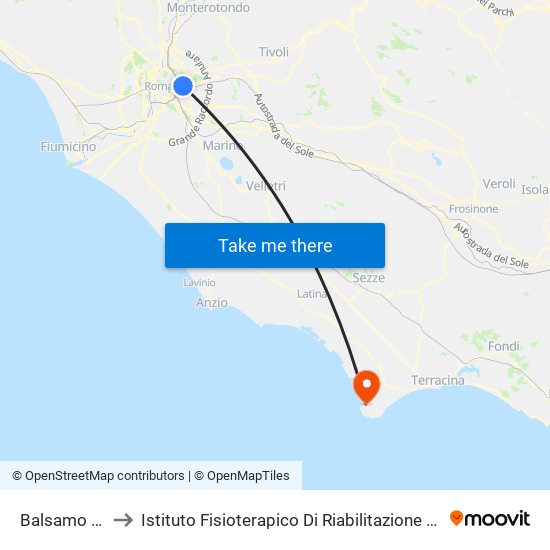Balsamo Crivelli to Istituto Fisioterapico Di Riabilitazione Clara Franceschini map