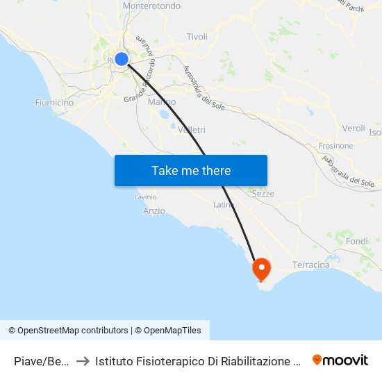 Piave/Belisario to Istituto Fisioterapico Di Riabilitazione Clara Franceschini map