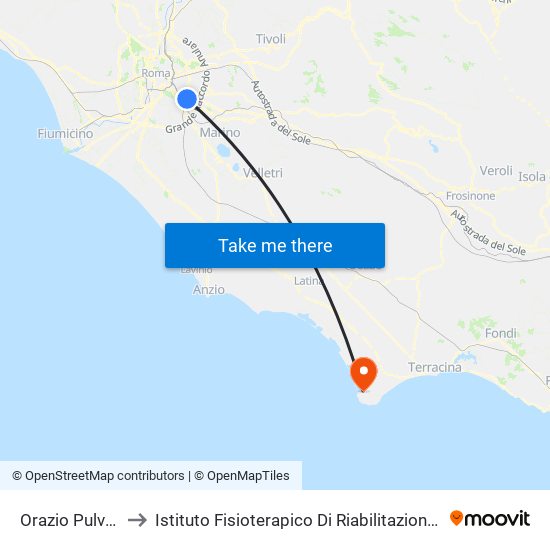 Orazio Pulvillo (Ma) to Istituto Fisioterapico Di Riabilitazione Clara Franceschini map