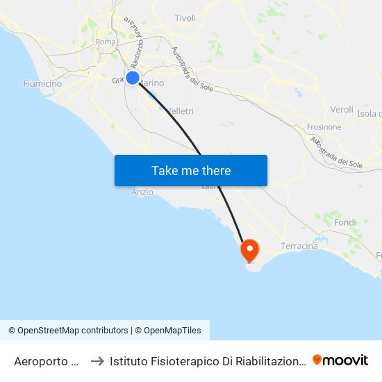 Aeroporto Ciampino to Istituto Fisioterapico Di Riabilitazione Clara Franceschini map