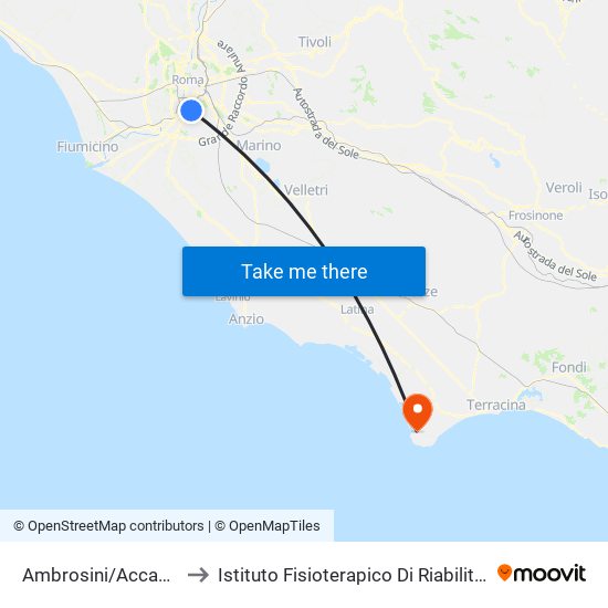 Ambrosini/Accademia Platonica to Istituto Fisioterapico Di Riabilitazione Clara Franceschini map