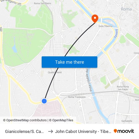Gianicolense/S. Camillo (H) to John Cabot University - Tiber Campus map