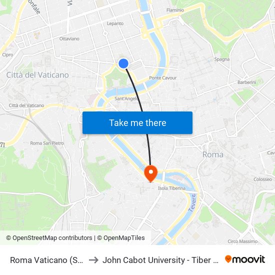 Roma Vaticano (Sitbus) to John Cabot University - Tiber Campus map