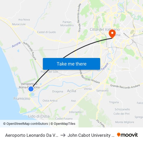 Aeroporto Leonardo Da Vinci , Scalo Merci to John Cabot University - Tiber Campus map