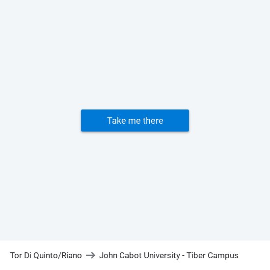 Tor Di Quinto/Riano to John Cabot University - Tiber Campus map