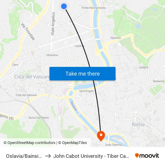 Oslavia/Bainsizza to John Cabot University - Tiber Campus map