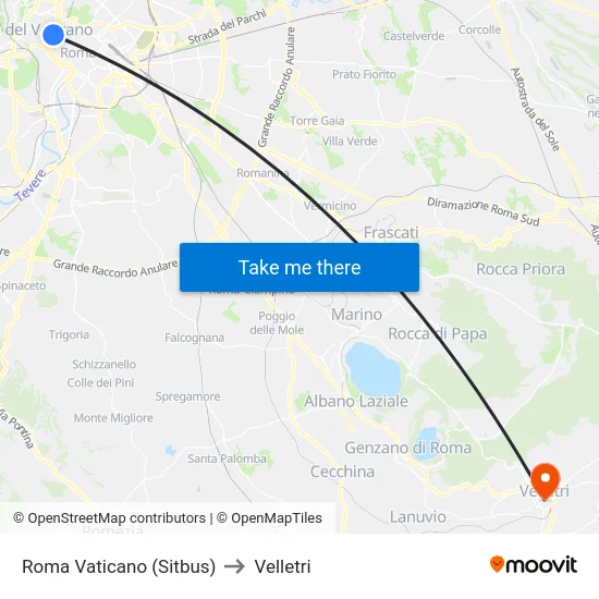 Roma Vaticano (Sitbus) to Velletri map