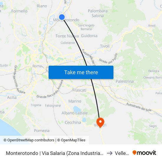 Monterotondo | Via Salaria (Zona Industriale) to Velletri map