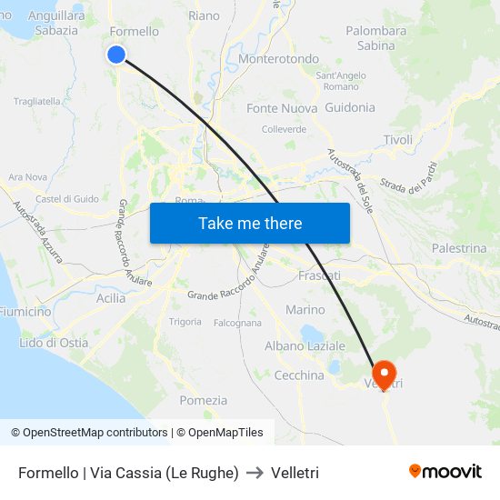 Formello | Via Cassia (Le Rughe) to Velletri map