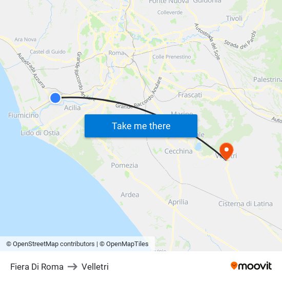 Fiera Di Roma to Velletri map