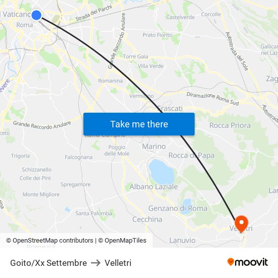 Goito/Xx Settembre to Velletri map