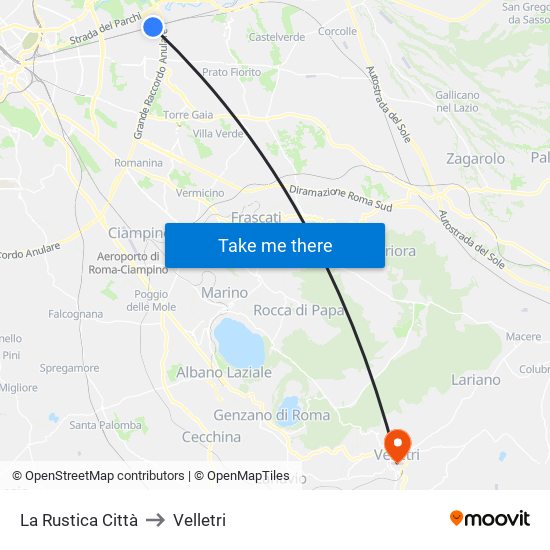 La Rustica Città to Velletri map