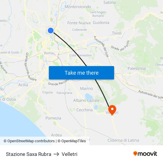 Stazione Saxa Rubra to Velletri map