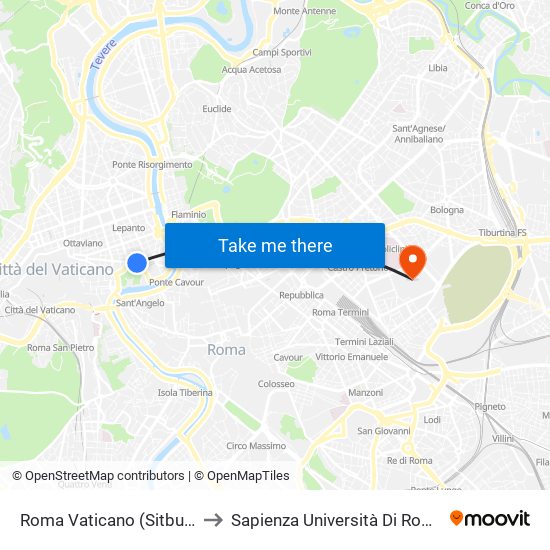 Roma Vaticano (Sitbus) to Sapienza Università Di Roma map