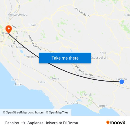 Cassino to Sapienza Università Di Roma map