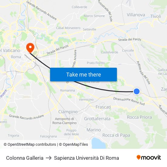 Colonna Galleria to Sapienza Università Di Roma map