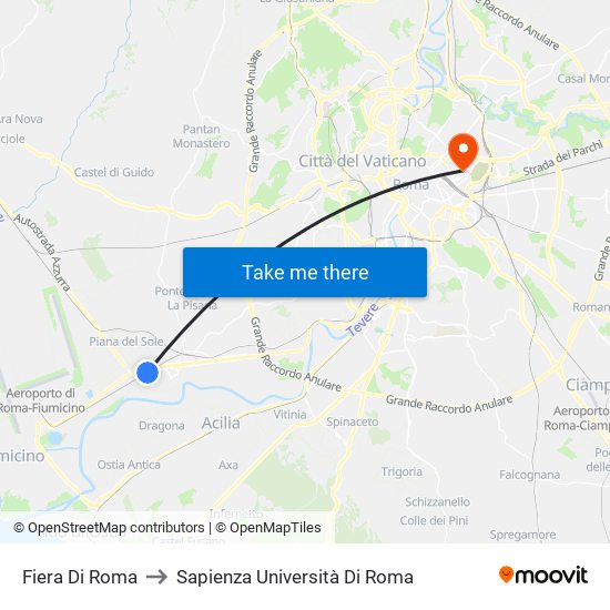 Fiera Di Roma to Sapienza Università Di Roma map