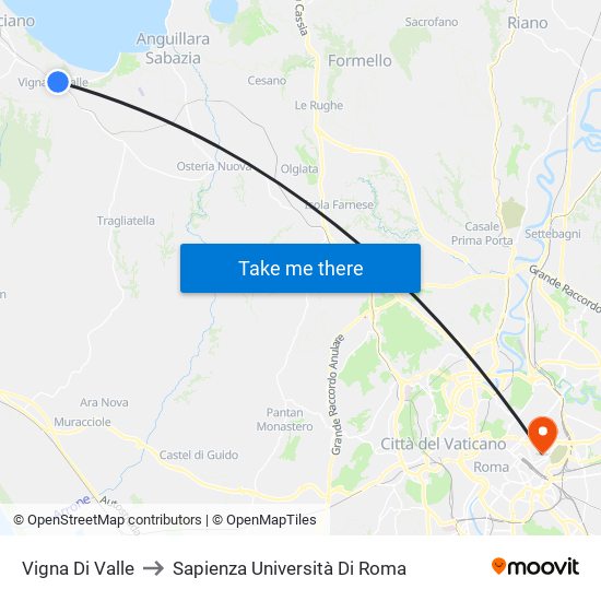 Vigna Di Valle to Sapienza Università Di Roma map