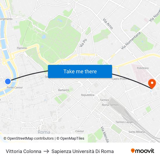 Vittoria Colonna to Sapienza Università Di Roma map