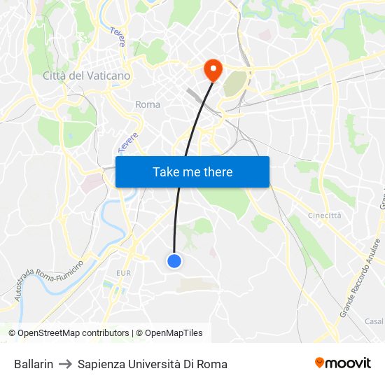 Ballarin to Sapienza Università Di Roma map