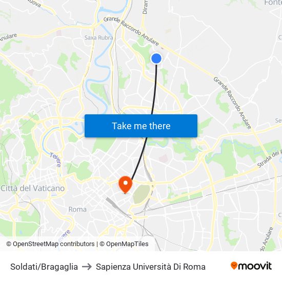 Soldati/Bragaglia to Sapienza Università Di Roma map