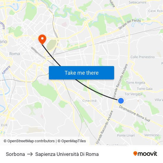 Sorbona to Sapienza Università Di Roma map