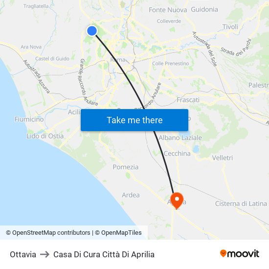 Ottavia to Casa Di Cura Città Di Aprilia map