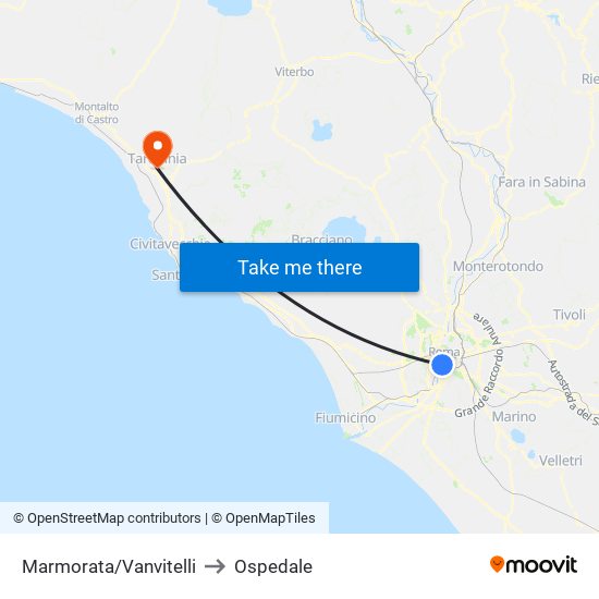 Marmorata/Vanvitelli to Ospedale map