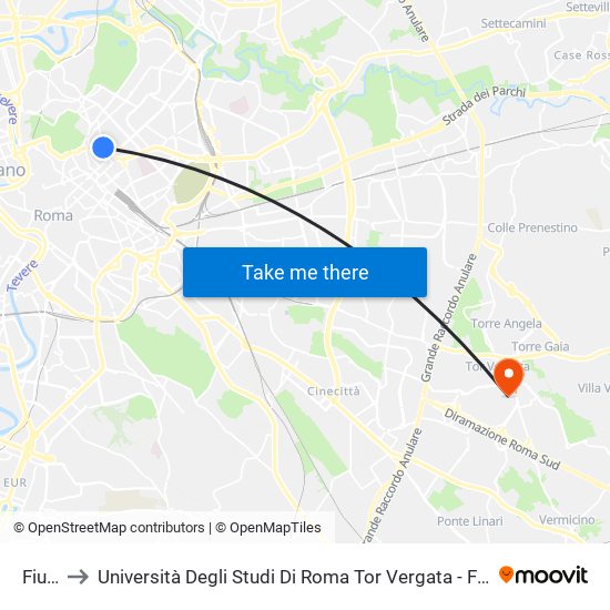 Fiume to Università Degli Studi Di Roma Tor Vergata - Facoltà Di Ingegneria map