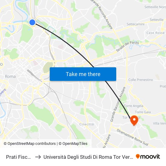 Prati Fiscali/Salaria to Università Degli Studi Di Roma Tor Vergata - Facoltà Di Ingegneria map