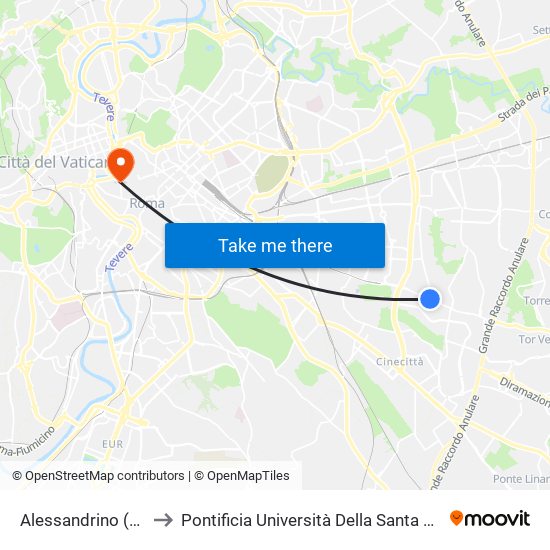 Alessandrino (Mc) to Pontificia Università Della Santa Croce map