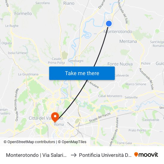 Monterotondo | Via Salaria (Zona Industriale) to Pontificia Università Della Santa Croce map