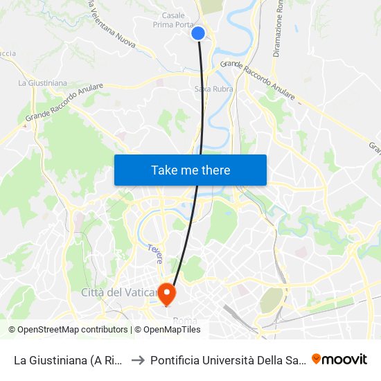 La Giustiniana (A Richiesta) to Pontificia Università Della Santa Croce map