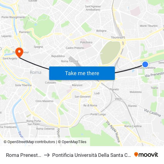 Roma Prenestina to Pontificia Università Della Santa Croce map