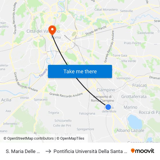 S. Maria Delle Mole to Pontificia Università Della Santa Croce map