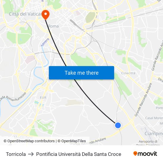 Torricola to Pontificia Università Della Santa Croce map