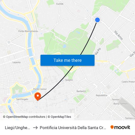 Liegi/Ungheria to Pontificia Università Della Santa Croce map