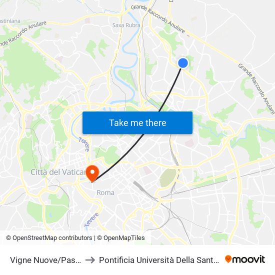 Vigne Nuove/Pasinetti to Pontificia Università Della Santa Croce map