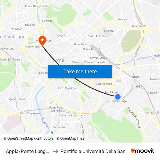 Appia/Ponte Lungo (Ma) to Pontificia Università Della Santa Croce map