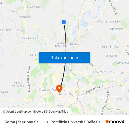 Roma | Stazione Sacrofano to Pontificia Università Della Santa Croce map