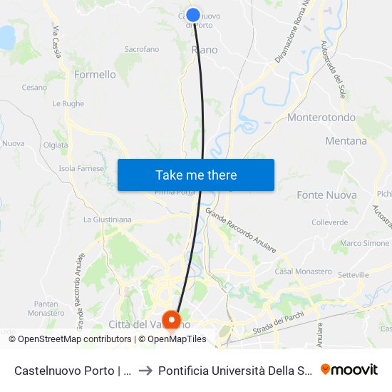 Castelnuovo Porto | Stazione to Pontificia Università Della Santa Croce map