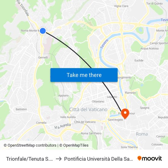 Trionfale/Tenuta S. Agata to Pontificia Università Della Santa Croce map