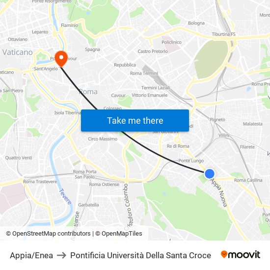 Appia/Enea to Pontificia Università Della Santa Croce map