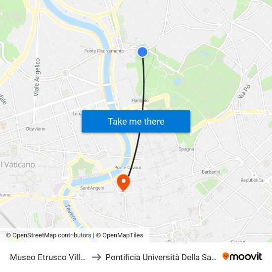 Museo Etrusco Villa Giulia to Pontificia Università Della Santa Croce map
